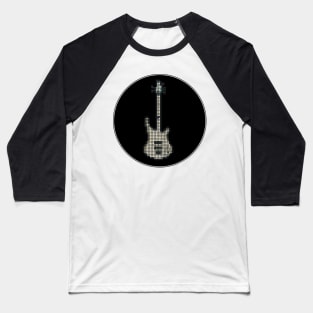 Tiled Pixel White K5 Bass Guitar in a Black Circle Baseball T-Shirt